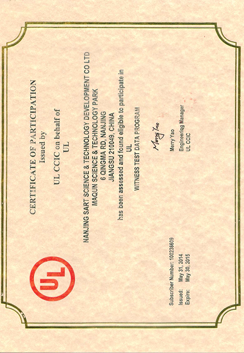 UL certificate—Witnessed laboratory